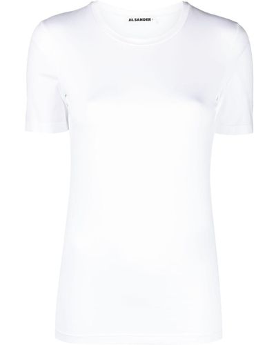 Jil Sander T-Shirt mit Logo-Stickerei - Weiß
