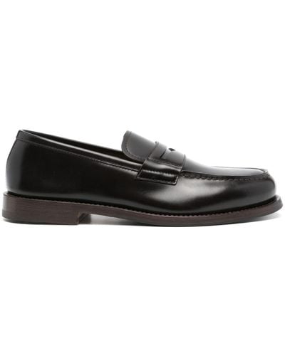 Henderson Round-toe Leather Loafers - Black