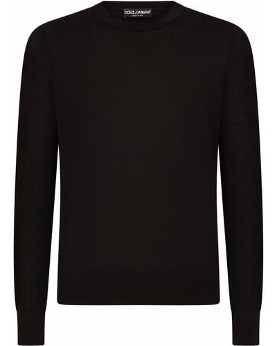 Dolce & Gabbana Fine Knit Crewneck Cashmere Sweater - Black