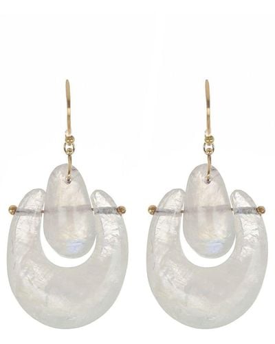 Ten Thousand Things 18kt Yellow Gold Small O'keeffe Moon Stone Earrings - White