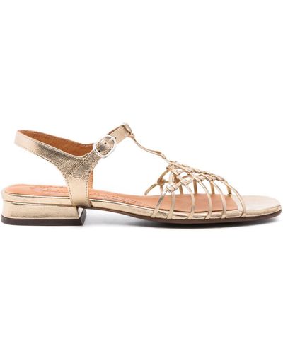 Chie Mihara Tante Metallic Leather Sandals - Natural