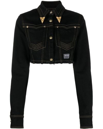 Versace Jeansjacke mit Stehkragen - Schwarz