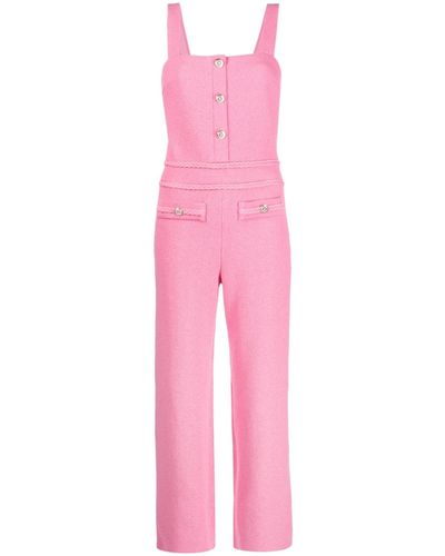Maje Square-neck Tweed Jumpsuit - Pink