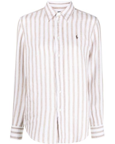 Polo Ralph Lauren Striped Linen Button-up Shirt - White
