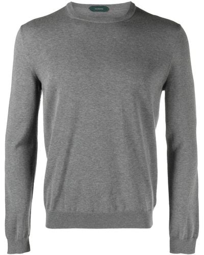 Zanone Crew-neck Knitted Sweater - Grey
