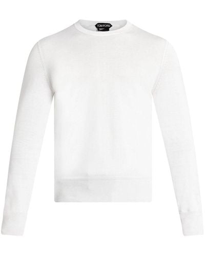 Tom Ford Pull en coton à col rond - Blanc