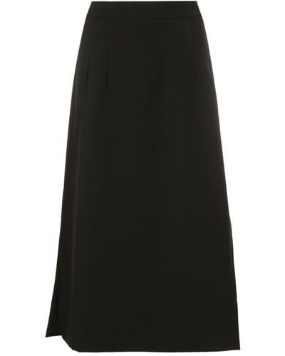 Olympiah Fenda Side-slit Midi Skirt - Black