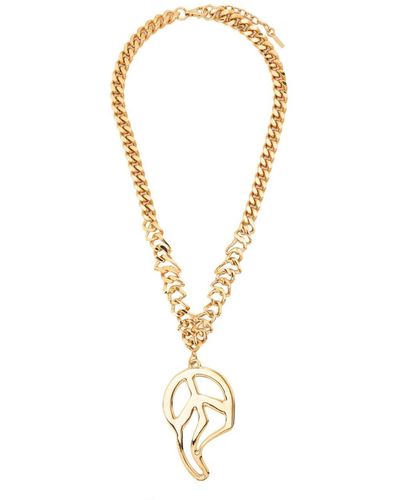 Moschino Melted Peace-sign Necklace - Metallic