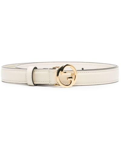 Gucci gg Leather Belt - Women's - Leather - White