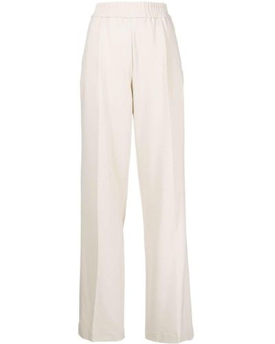 Helmut Lang Pantalones anchos con ribete en contraste - Blanco