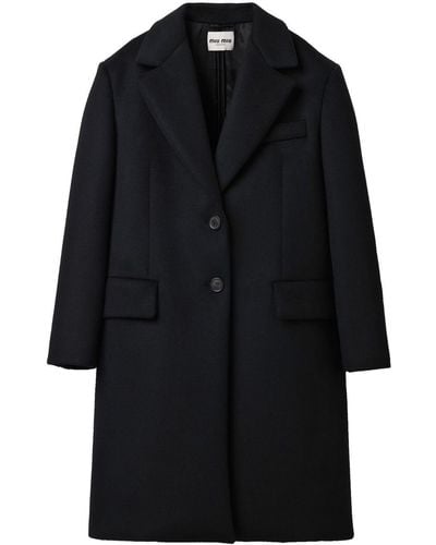 Miu Miu Virgin Wool-blend Velour Coat - Black