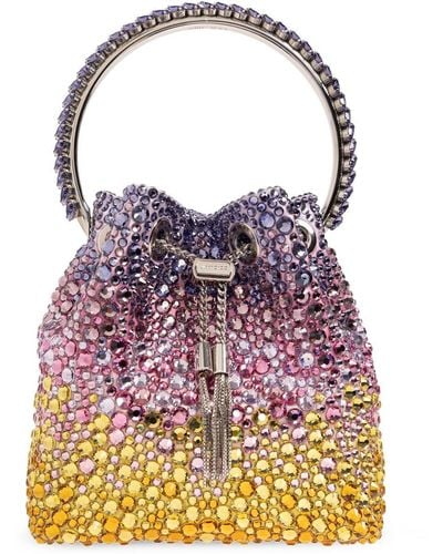 Jimmy Choo Bon Bon Crystal-embellished Bucket Bag - Purple