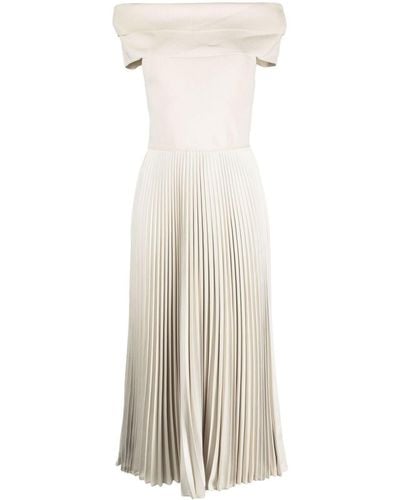 Polo Ralph Lauren Off-shoulder Pleated-skirt Dress - White