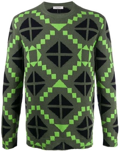 Valentino Garavani Geometric Print Sweater - Green