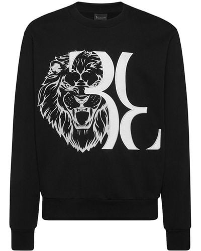 Billionaire Lion-print Cotton Sweatshirt - Black