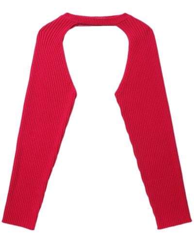 Helmut Lang Gerippter Strickpullover mit Cut-Out - Rot