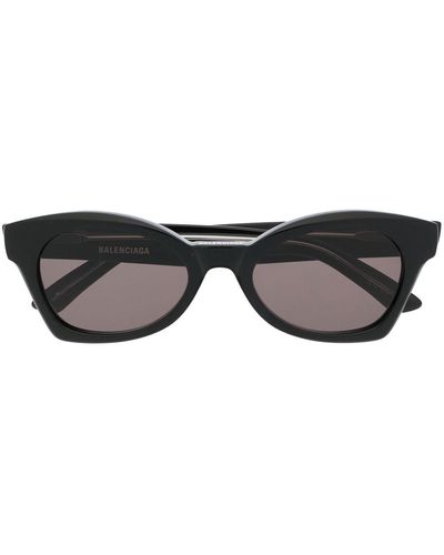 Balenciaga Logo-print Square-frame Sunglasses - Black