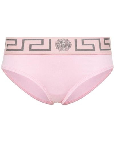 Versace Slip mit Greca-Bund - Pink