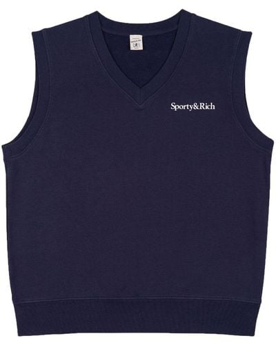 Sporty & Rich Sweat sans manches à logo imprimé - Bleu
