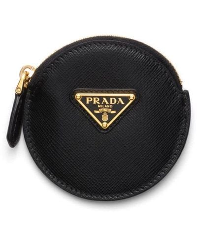 Prada Triangle-logo Leather Coin Purse - Black