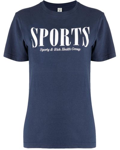 Sporty & Rich T-shirt Met Logoprint - Blauw