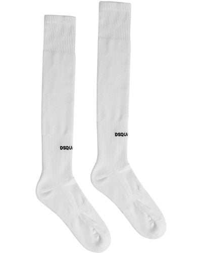 DSquared² Intarsia Knit-logo Socks - White