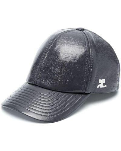 Courreges Logo-embroidered Glossy-finish Cap - Gray