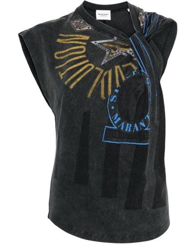 Isabel Marant Camiseta Nayda con logo estampado - Negro