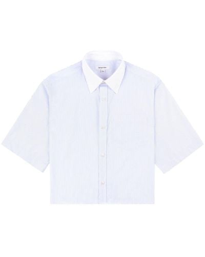 Sporty & Rich Striped Croped Cotton Shirt - White