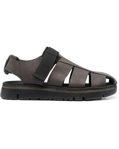 Camper Strap Fastenting Chunky Sole Sandals - Black