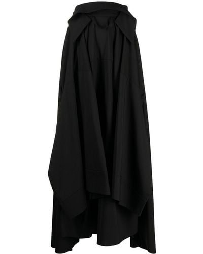 A.W.A.K.E. MODE Layered Pleated Midi Skirt - Black