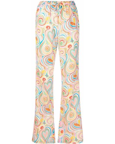 Love Moschino Graphic-print Flared Leg Trousers - Brown