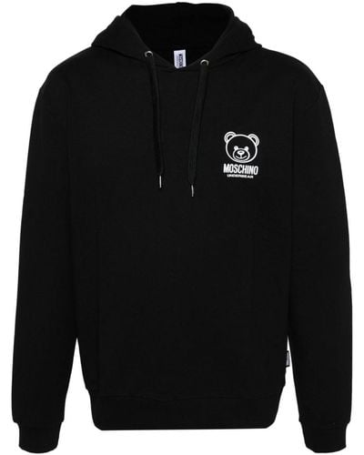 Moschino Logo-print stretch-cotton hoodie - Schwarz