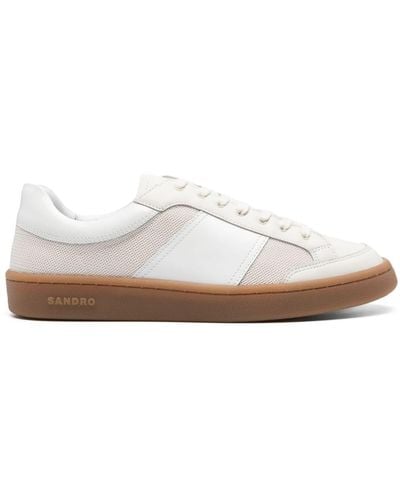 Sandro Mesh-detailed Leather Trainers - White