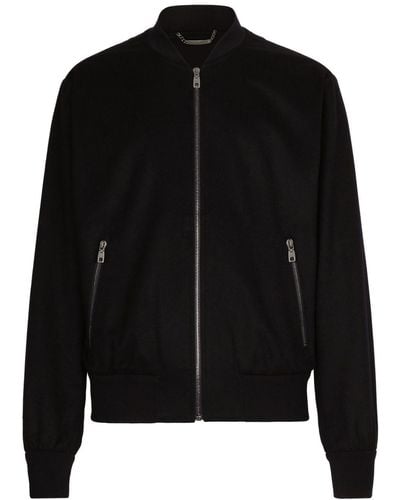 Dolce & Gabbana Zip-up Cashmere Bomber Jacket - Black