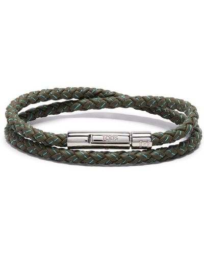 Tod's Braided-strap Engraved-logo Bracelet - Green