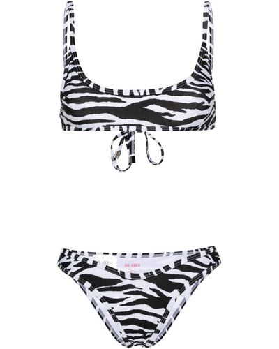 The Attico Zebra-print Bikini - White