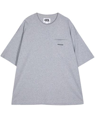 Chocoolate Logo-embroidered Cotton T-shirt - Grey