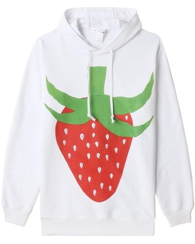 Comme des Garçons Strawberry-print Drawstring Hoodie - White