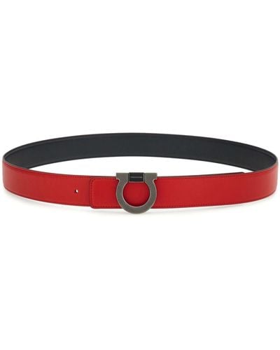 Ferragamo Gancini Leather Belt - Red