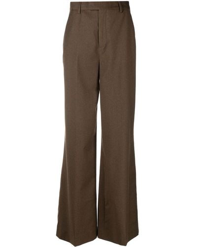 Closed High-waisted Straight-leg Pants - Brown