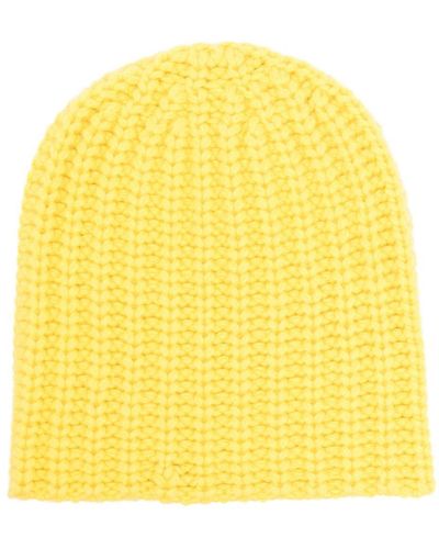 Liska Chunky-knit Cashmere Beanie - Yellow