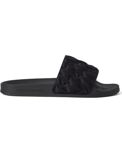 Karl Lagerfeld Monogram Padded Sandals - Black