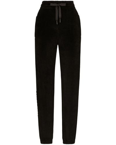 Dolce & Gabbana Logo-embroidered Drawstring Track Trousers - Black