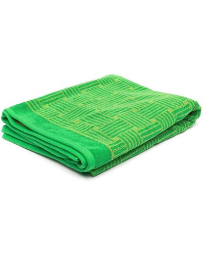 Bottega Veneta Intreccio-print Cotton Terry Beach Towel - Green