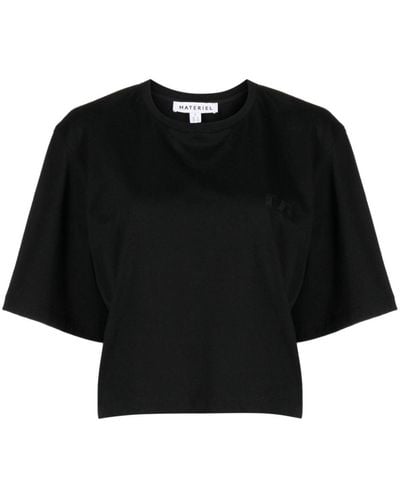 Matériel Logo-embroidered Crop T-shirt - Black