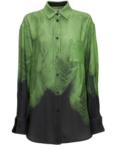 Victoria Beckham アブストラクトパターン シルクシャツ - グリーン