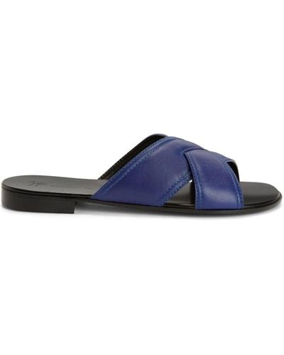 Giuseppe Zanotti Flavio Slip-on Leather Sandals - Blue