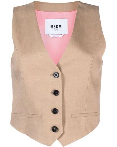 MSGM V-neck Panelled Waistcoat - Pink