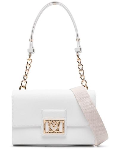 Love Moschino Bolso de hombro con placa del logo - Blanco